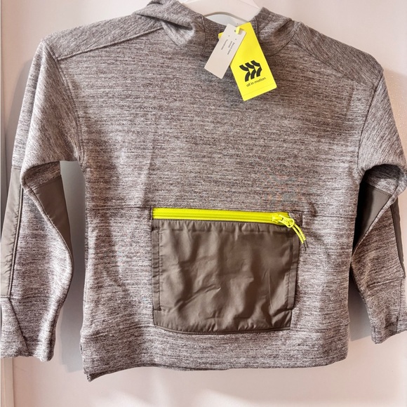 All in Motion Kids Gray Hoodie with Neon Yellow Accent - Picture 1 of 6